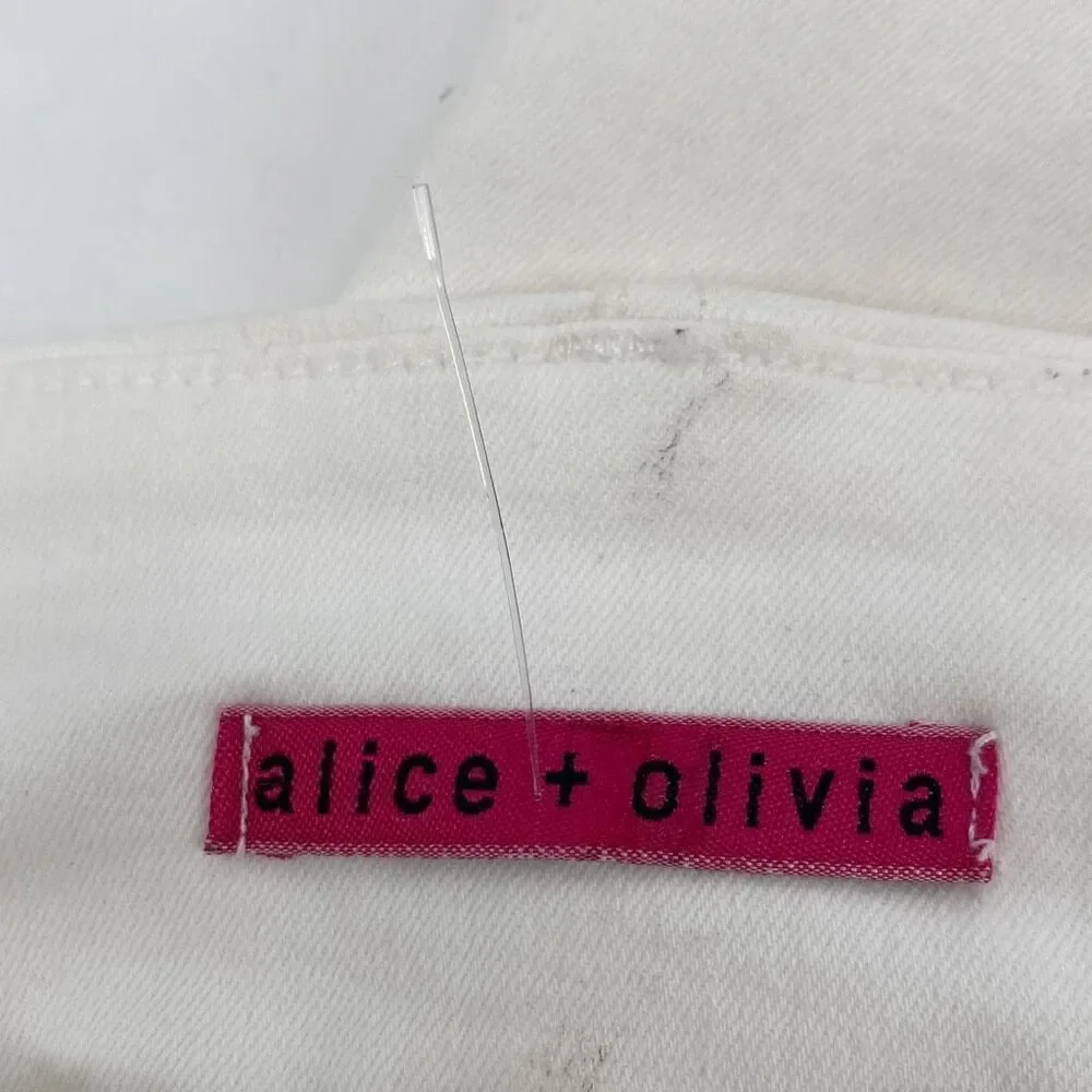 Alice + Olivia High-Rise Pleated Front Stretch Tapered Jeans Cropped Pants White